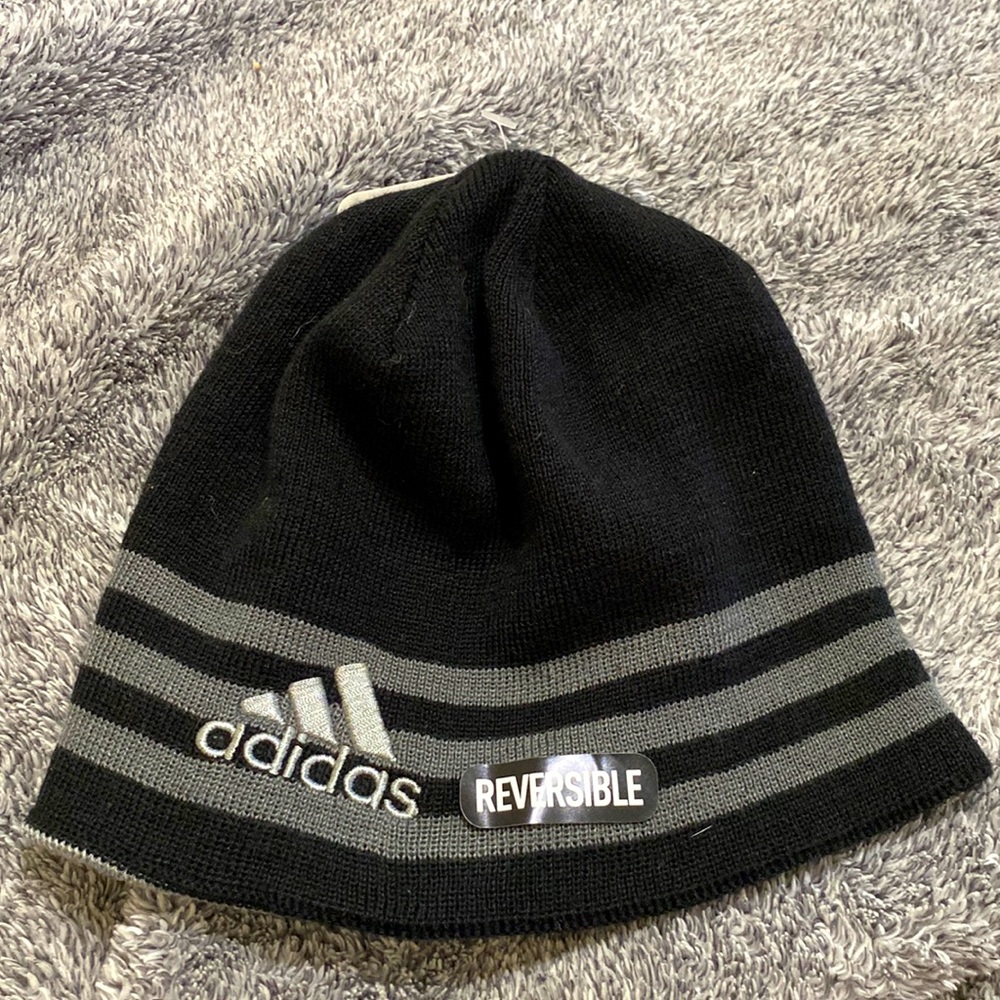 Black And Grey Adidas Beanie.